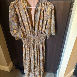 Floral Print Dress with Elastic Waist